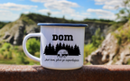 Kubek emaliowany biały z nadrukiem „Dom jest tam, gdzie go zaparkujesz” – podróż, camping, camper #4