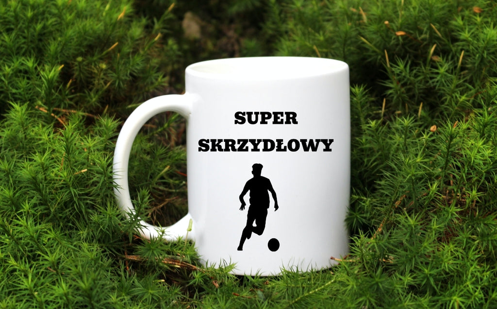 Kubek biały z nadrukiem "Super Skrzydłowy" – piłka nożna #12
