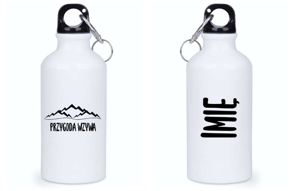 Butelka biała 400 ml z nadrukiem „Przygoda wzywa” #7