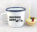 Kubek emaliowany biały z nadrukiem „Kocham Góry” #7