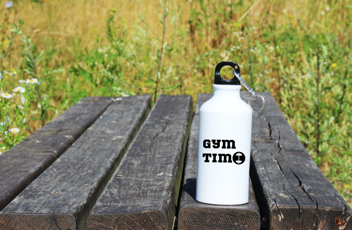 Bidon biały 400 ml na siłownię z nadrukiem "Gym Time" #1