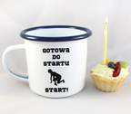Kubek emaliowany dla biegaczki – z nadrukiem "Gotowa do startu start!" – bieganie #5
