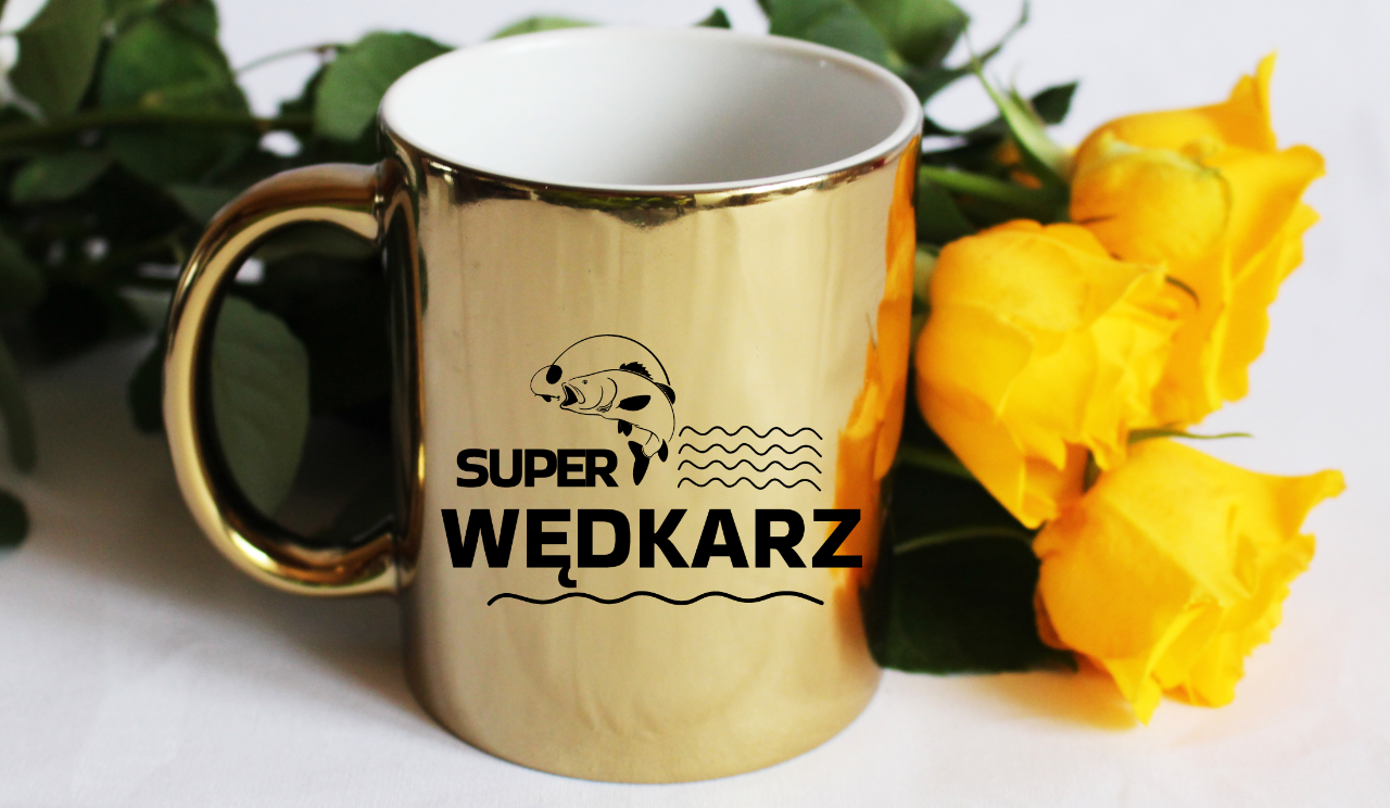 Kubek złoty z nadrukiem "Super wędkarz" – wędkarstwo #4