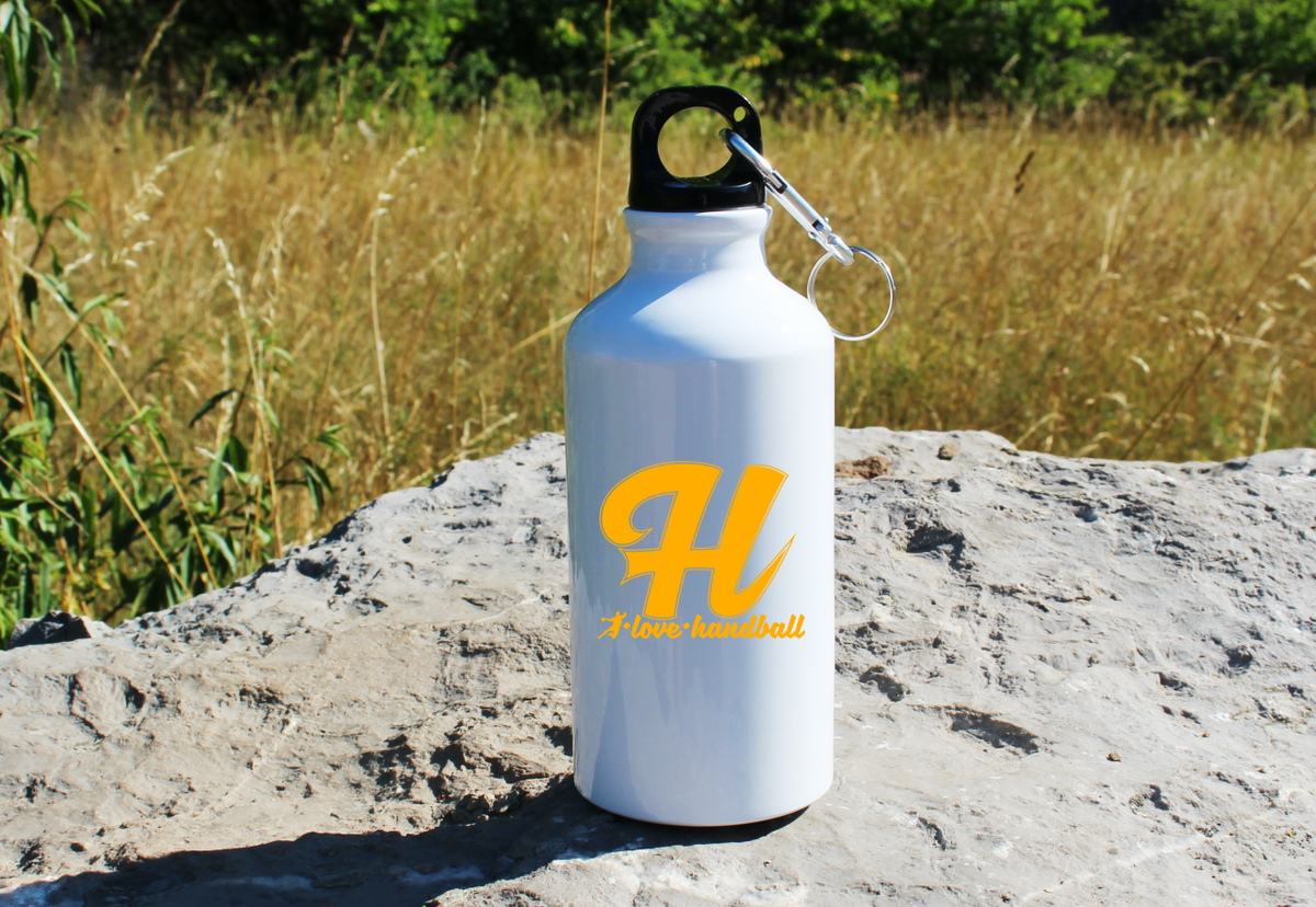 Butelka białka 400 ml z żółtym napisem: "I love handball" i literką H #6