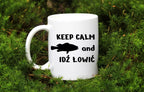 Kubek biały z nadrukiem: "KEEP CALM and IDŹ ŁOWIĆ" - wędkarstwo #6