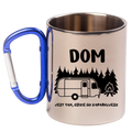 Kubek z niebieskim karabińczykiem i nadrukiem „Dom jest tam, gdzie go zaparkujesz” – camping, camper #6