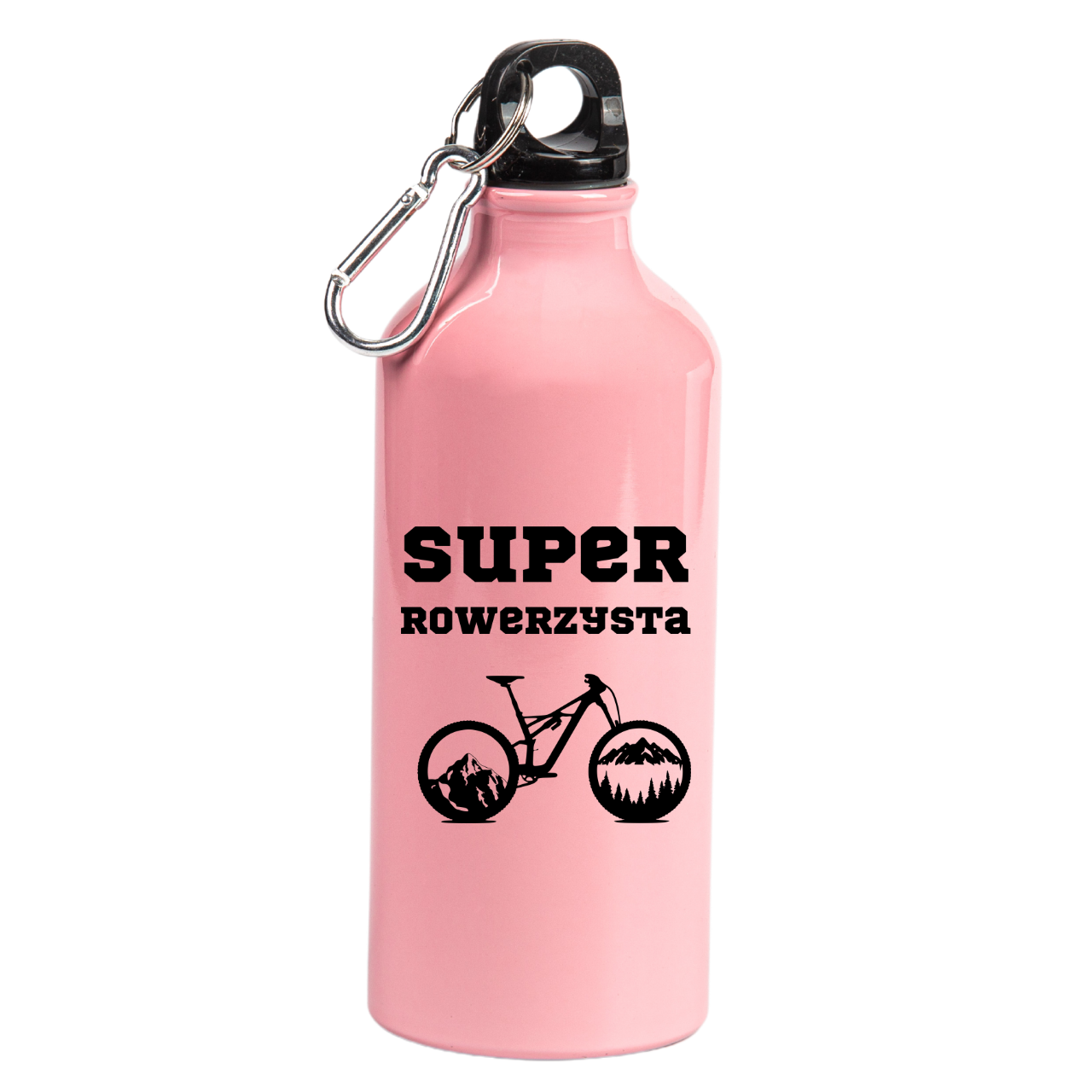 Butelka różowa 600 ml z nadrukiem "Super Rowerzysta" - rower #8