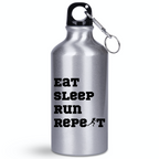 Butelka srebrna damska 400 ml z nadrukiem "Eat Sleep Run Repeat" – bieganie #11