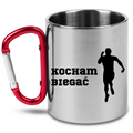 Kubek z czerwonym karabińczykiem – z nadrukiem "Kocham Biegać" – dla biegacza #3