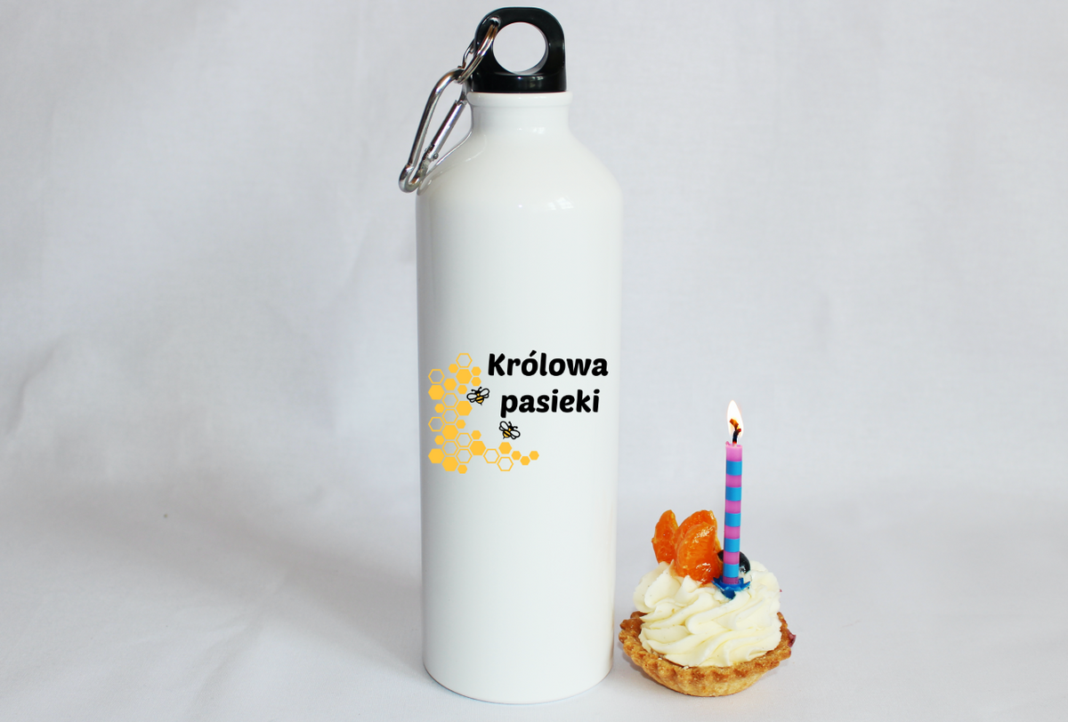 Bidon biały 800 ml z nadrukiem „Królowa pasieki” – pszczelarstwo #9