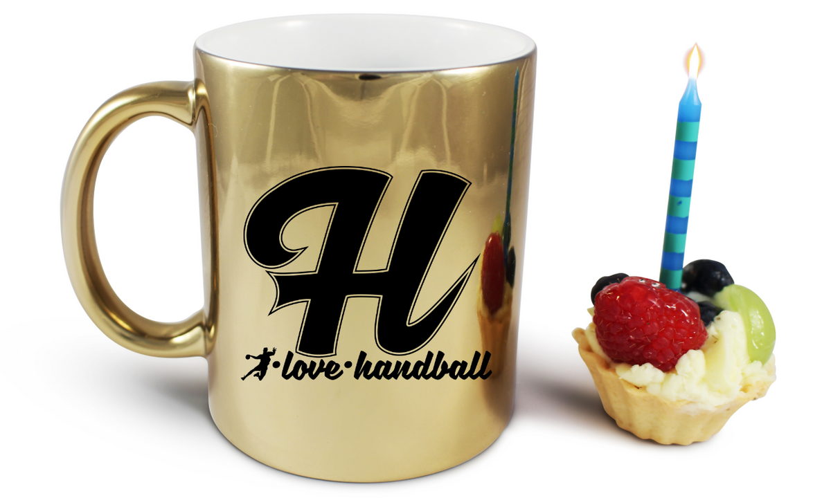 Kubek złoty z literą "H" oraz napisem "I LOVE HANDBALL" #2