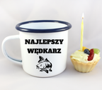 Kubek emaliowany biały z nadrukiem "Najlepszy wędkarz" #8