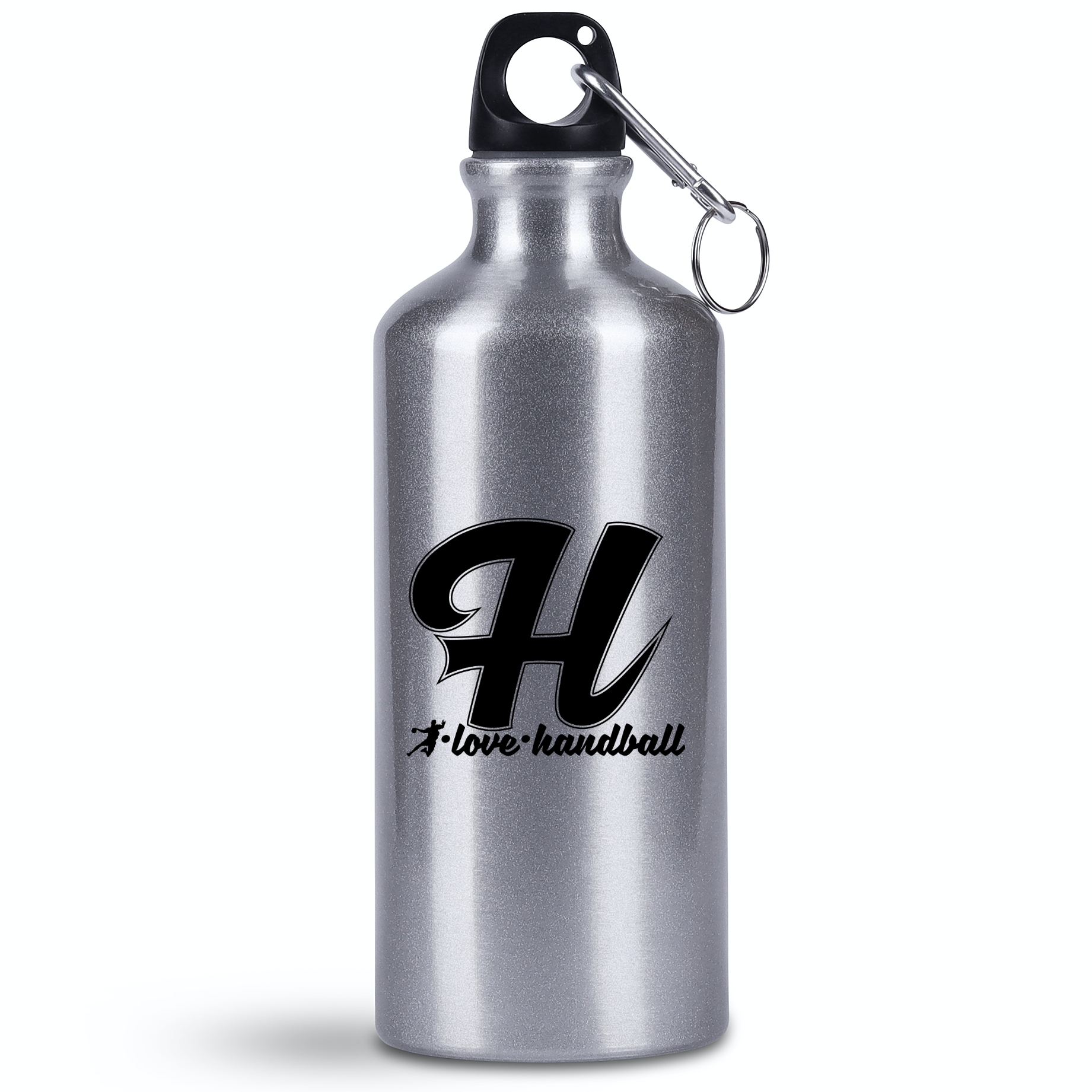 Butelka srebrna 500 ml z napisem "I Love Handball" i literą H #3