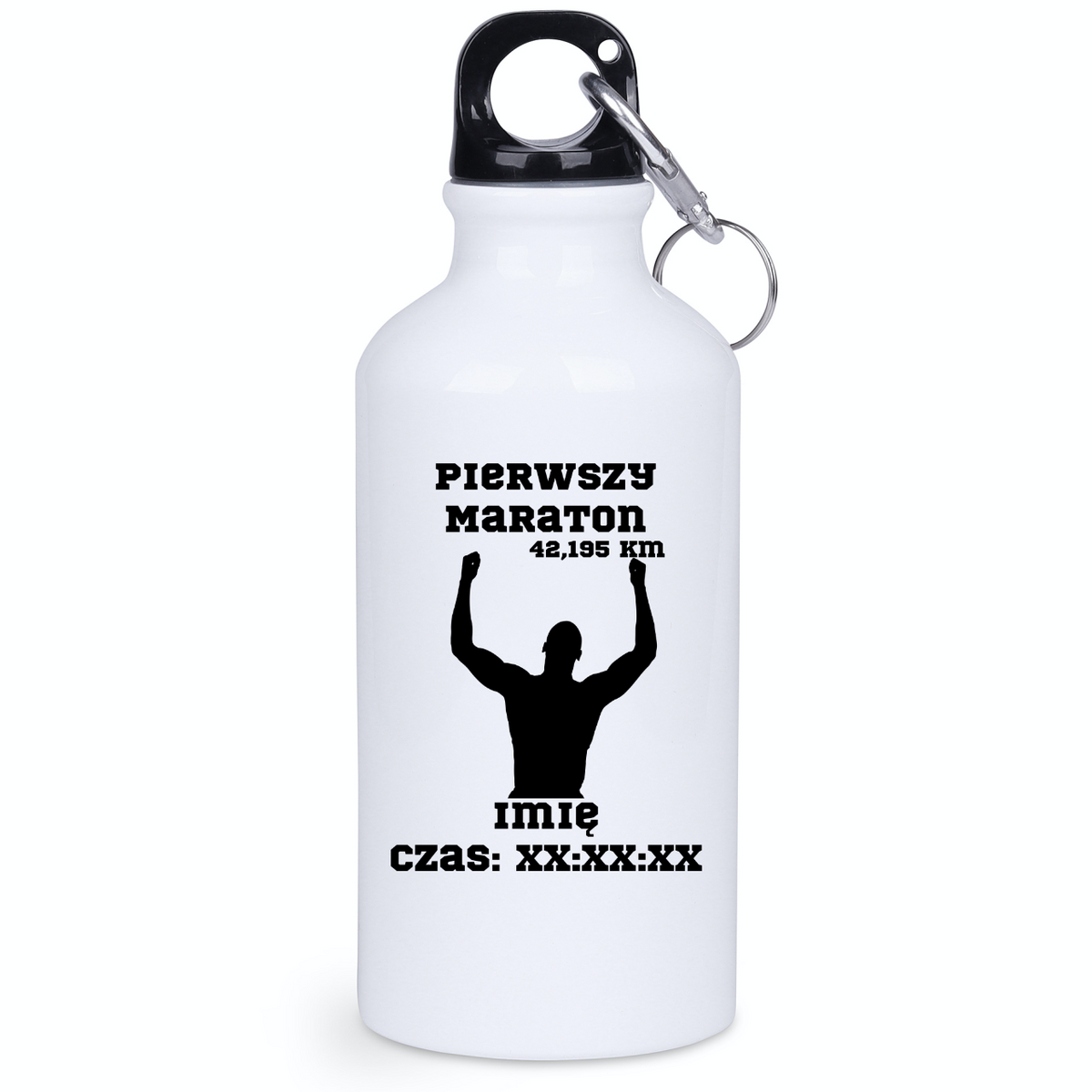 Bidon biały 400 ml z pamiątką po pierwszym maratonie + czas i imię – bieganie #10