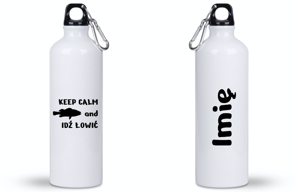 Butelka biała 800 ml z nadrukiem "KEEP CALM and IDŹ ŁOWIĆ" – wędkarstwo #5