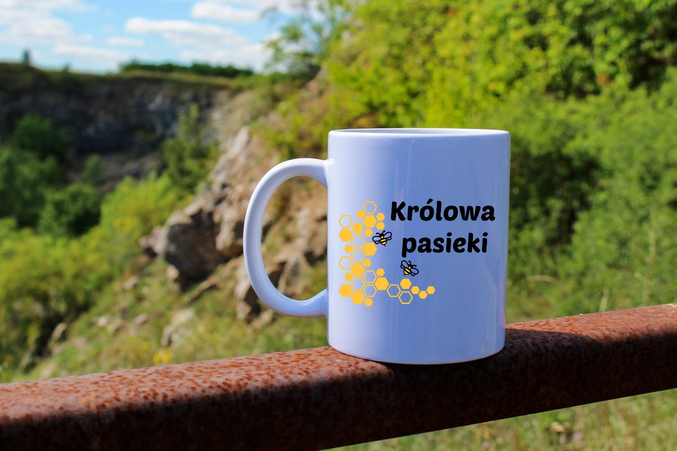 Kubek biały dla pszczelarza "Królowa pasieki" #9