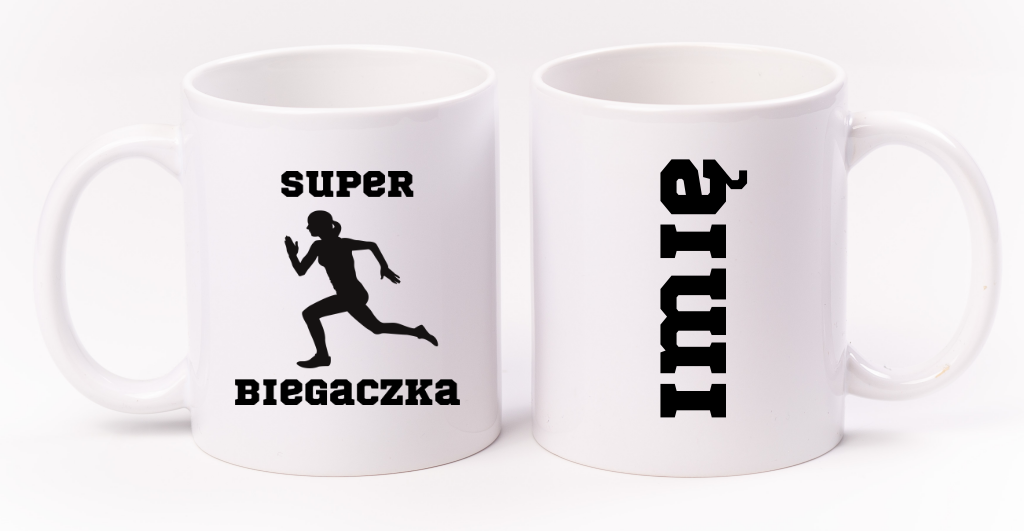 Kubek biały z nadrukiem „Super Biegaczka” – bieganie #8
