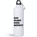 Butelka biała 800 ml na siłownię z nadrukiem „Eat Sleep Gym Repeat” – siłownia #7