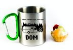 Kubek z zielonym karabińczykiem i nadrukiem "Gdzie zaparkujesz, tam jest dom" - camper, camping #5