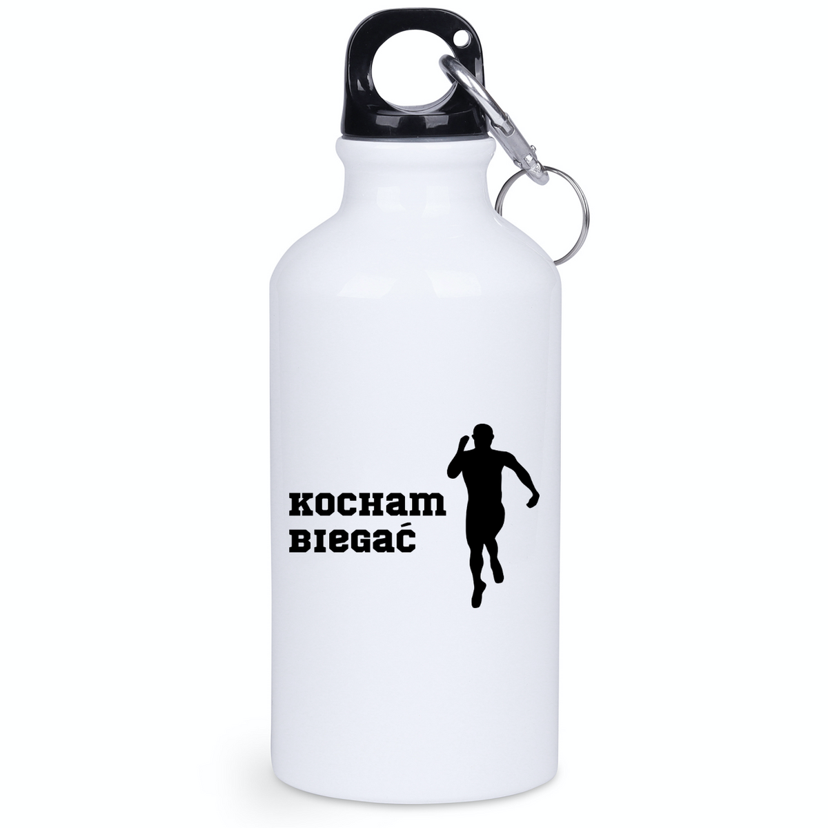 Bidon biały 400 ml dla biegacza – nadruk "Kocham Biegać" – bieganie #3