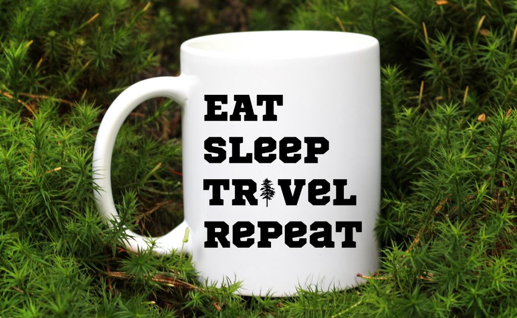 Kubek biały z nadrukiem „Eat Sleep Travel Repeat” – podróż, trekking #6