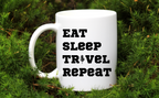 Kubek biały z nadrukiem „Eat Sleep Travel Repeat” – podróż, trekking #6