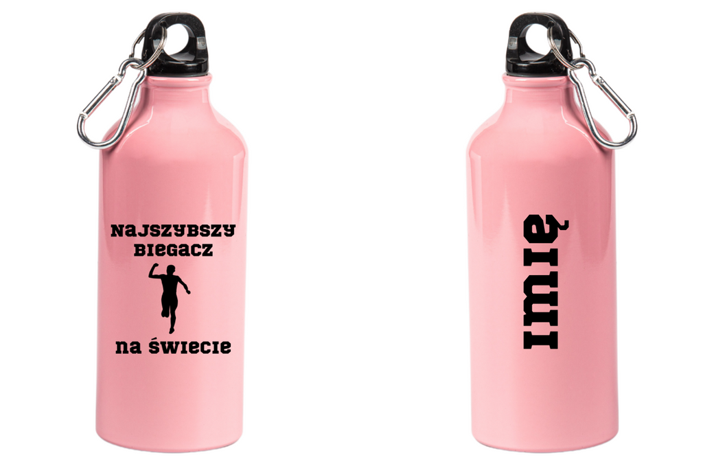 Butelka różowa 600 ml z nadrukiem "Najszybszy biegacz na świecie" – bieganie #4