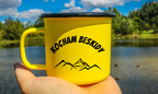 Kubek emaliowany żółty z nadrukiem "Kocham Beskidy" - góry #1