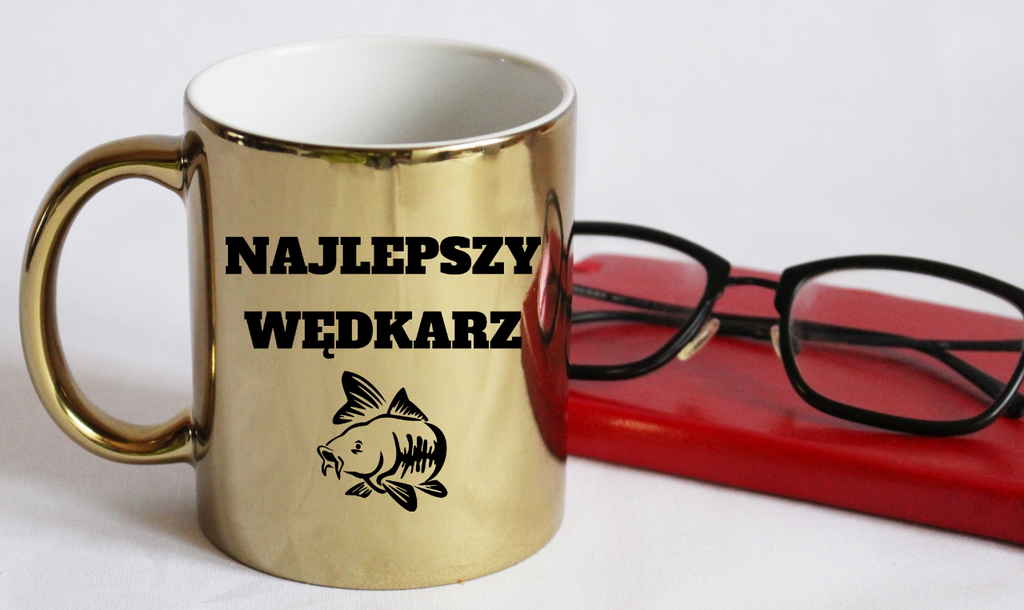 Kubek złoty z nadrukiem "Najlepszy wędkarz" – wędkarstwo #3