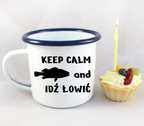 Kubek emaliowany biały z nadrukiem "KEEP CALM and IDŹ ŁOWIĆ" #6