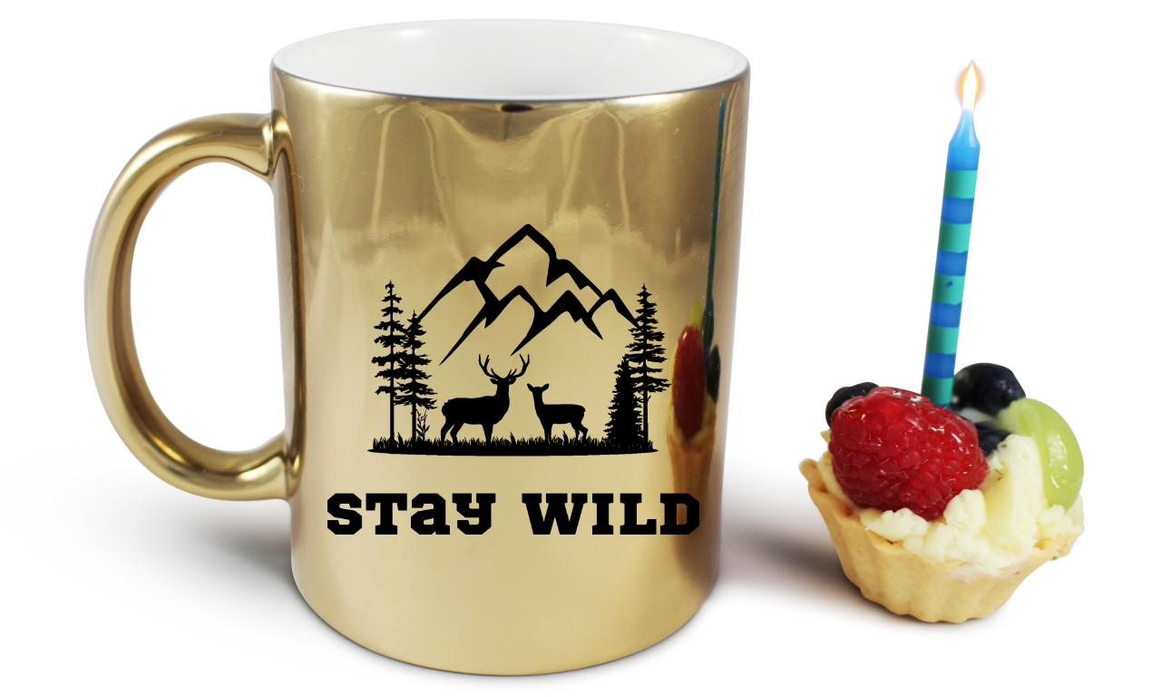 Kubek złoty z nadrukiem „Stay Wild” – trekking, wyprawa #8