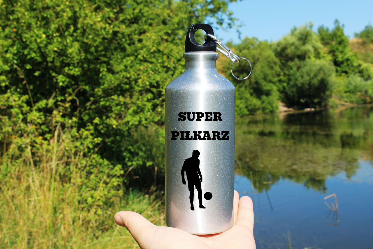 Butelka srebrna 500 ml z napisem "Super Piłkarz" – piłka nożna #3