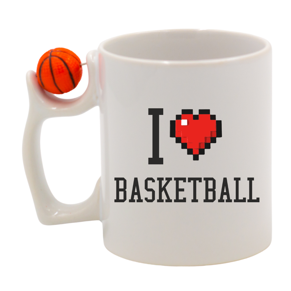 Kubek z piłką i nadrukiem "I LOVE BASKETBALL" – koszykówka #2