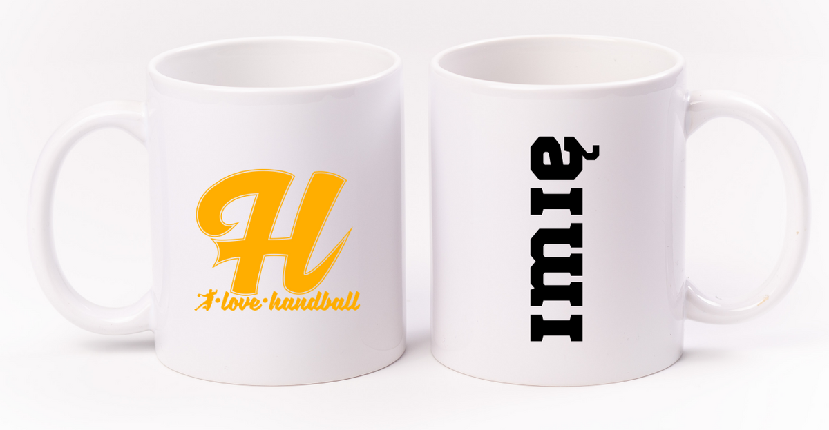 Kubek z żółtą literą H i napisem "I Love Handball" #3
