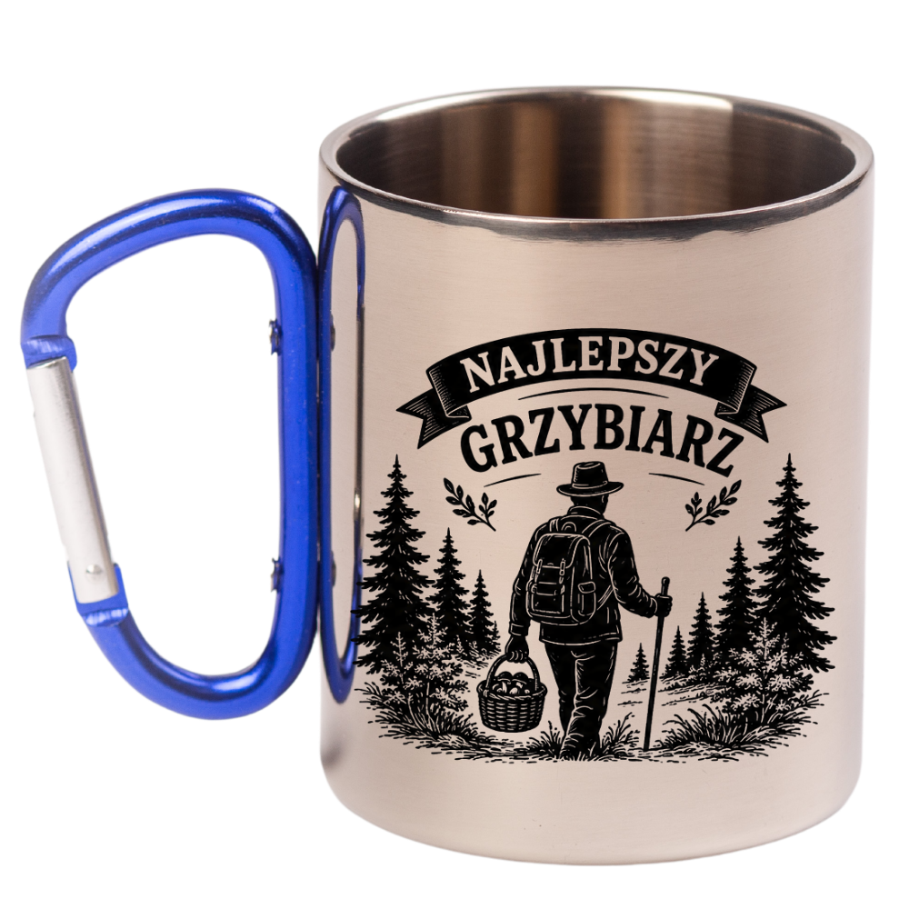 Kubek niebieski z karabińczykiem „Najlepszy Grzybiarz” – na grzybobranie #4