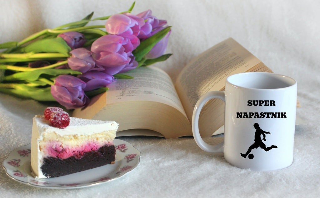 Kubek biały z nadrukiem "Super Napastnik" – piłka nożna #11
