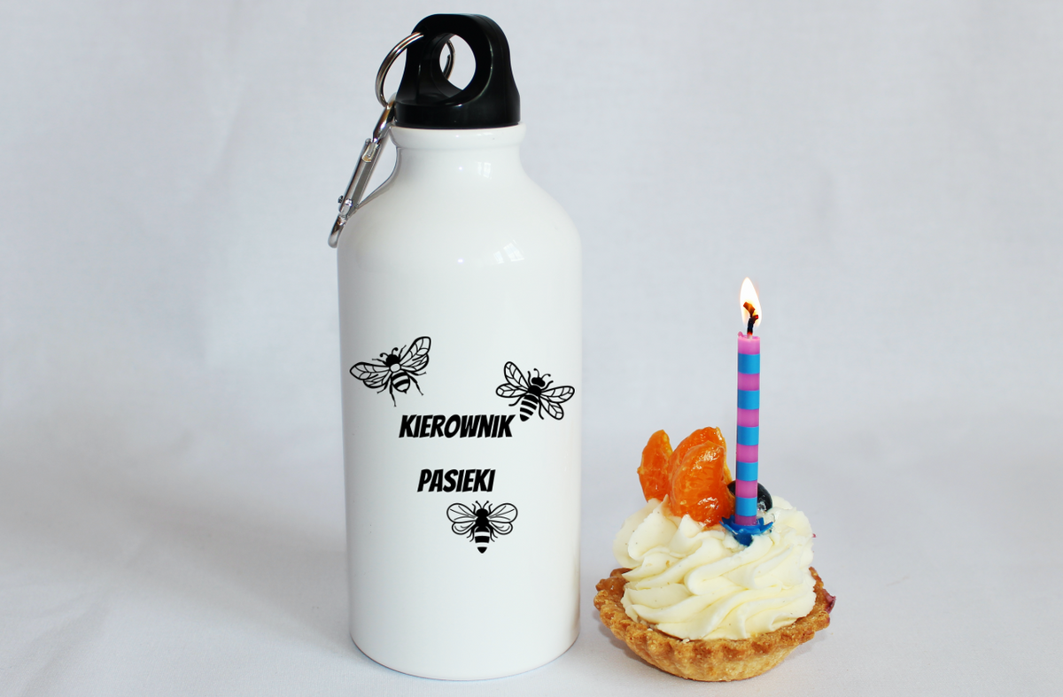 Bidon biały 400 ml z nadrukiem „Kierownik pasieki” – pszczelarstwo #2