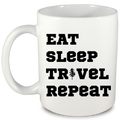Kubek biały z nadrukiem „Eat Sleep Travel Repeat” – podróż, trekking #6
