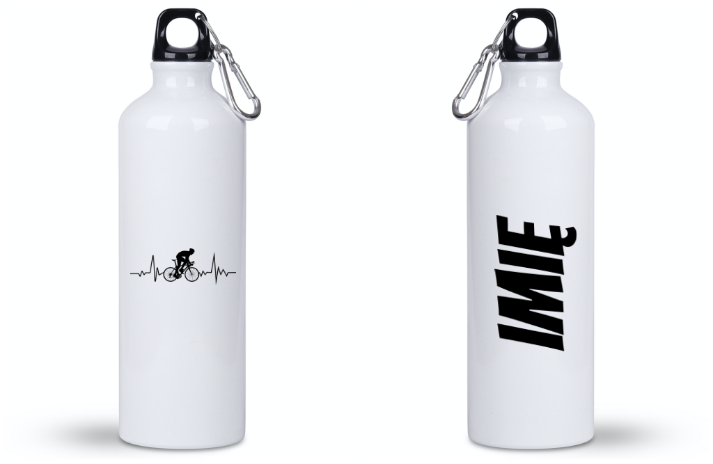 Butelka biała 800 ml na rower z grafiką „Rowerowe EKG, linia życia” – dla rowerzysty #9