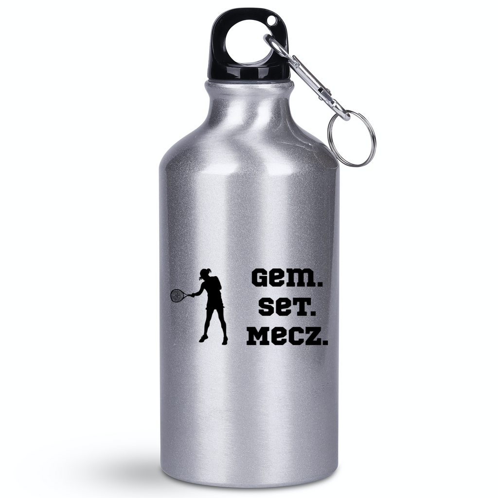 Butelka srebrna 400 ml z napisem "Gem Set Mecz" – damska #5