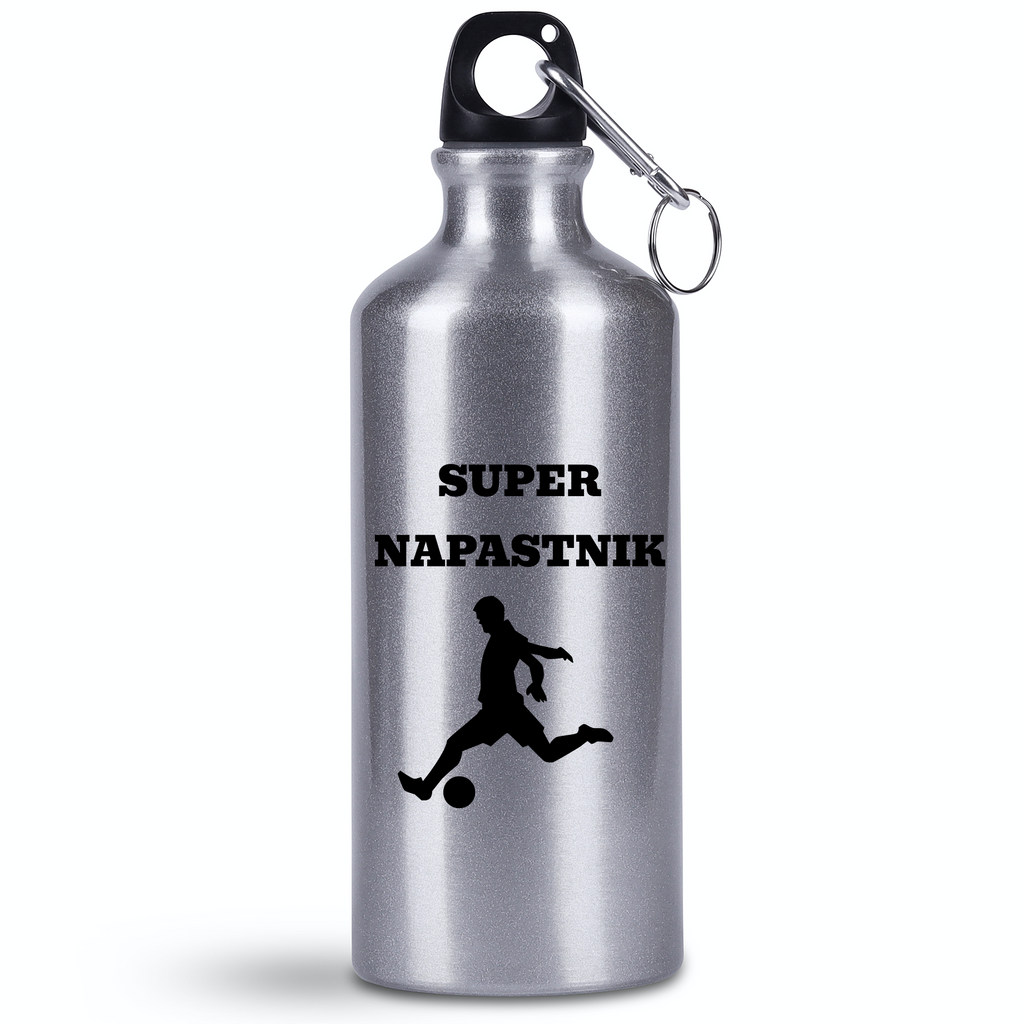 Butelka srebrna 500 ml z napisem "Super Napastnik" – piłka nożna #6
