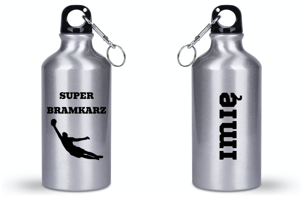 Butelka srebrna 400 ml z napisem "Super Bramkarz" – piłka nożna #14