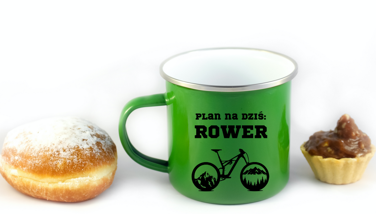 Kubek emaliowany zielony z nadrukiem "Plan na dziś: Rower" - dla rowerzystów #5