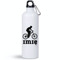 Butelka biała 800 ml na rower z grafiką rowerzysty i imieniem do wyboru – dla rowerzysty #5