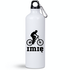 Butelka biała 800 ml na rower z grafiką rowerzysty i imieniem do wyboru – dla rowerzysty #5