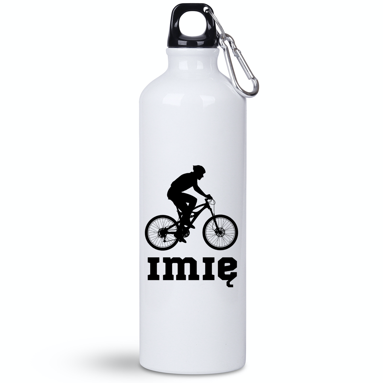 Butelka biała 800 ml na rower z grafiką rowerzysty i imieniem do wyboru – dla rowerzysty #5