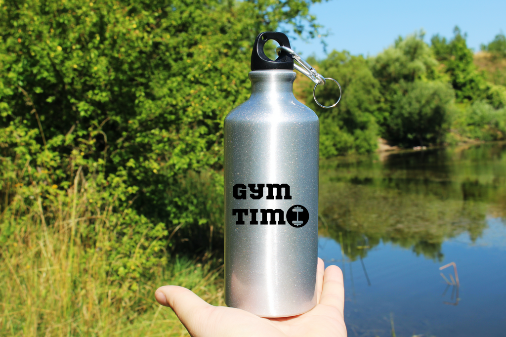 Butelka srebrna 500 ml z nadrukiem "Gym Time" - na siłownię #1