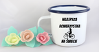 Kubek emaliowany biały z nadrukiem „Najlepsza rowerzystka na świecie” – dla rowerzystki #8