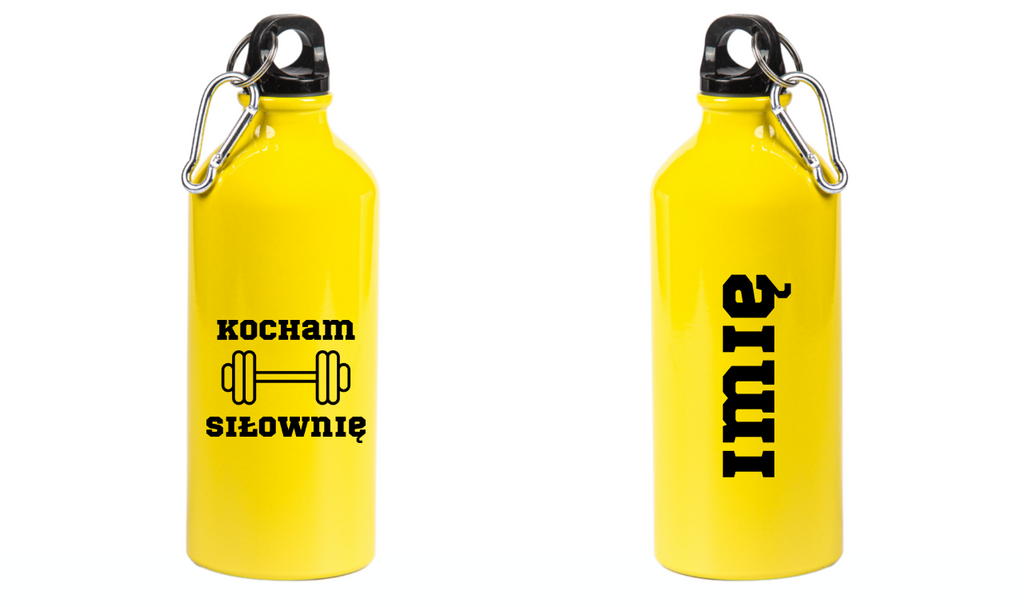 Bidon żółty 600 ml z nadrukiem "Kocham Siłownię" - na siłownię #1
