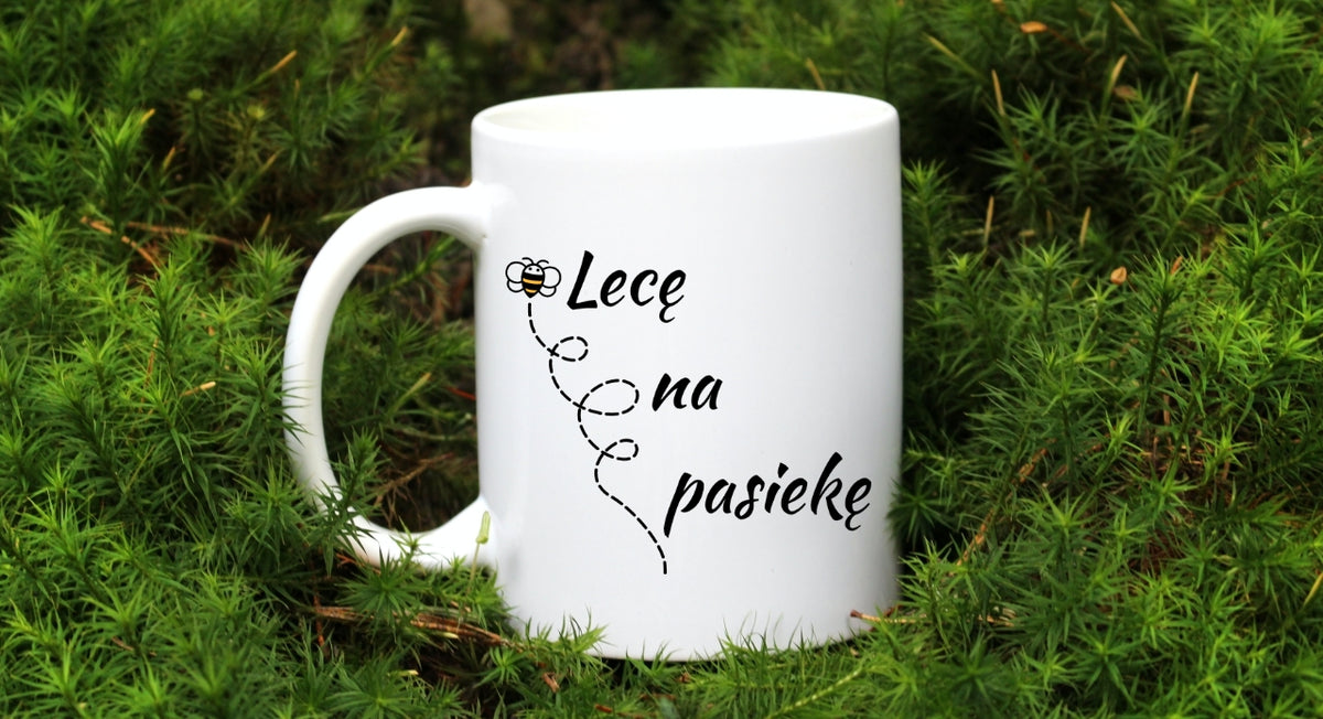 Kubek biały dla pszczelarza "Lecę na pasiekę" #8